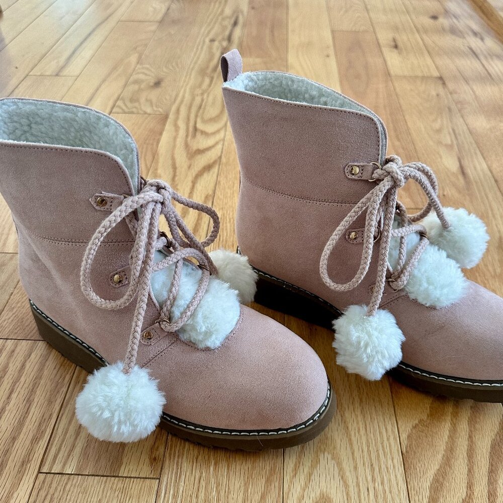Pink Suede Booties Size 7.5